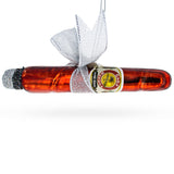 Glass Premium Cigar with Box - Blown Glass Christmas Ornament in Brown color