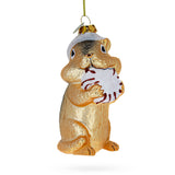 Nice Chipmunk with Candy Blown Glass Christmas Ornament in Brown color