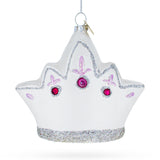 Glass Princess Crown - Blown Glass Christmas Ornament in White color