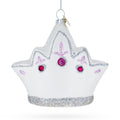 Princess Crown Glass Christmas Ornament in White color Figurine