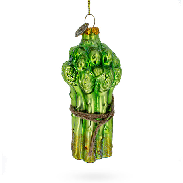 Fresh Asparagus Blown Glass Christmas Ornament in Green color