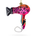 Sleek Hair Dryer Glass Christmas Ornament in Pink color Figurine