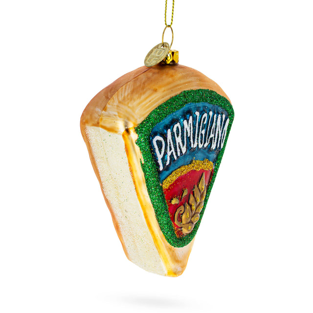 Authentic Italian Cheese - Blown Glass Christmas Ornament in Multi color, Triangle shape