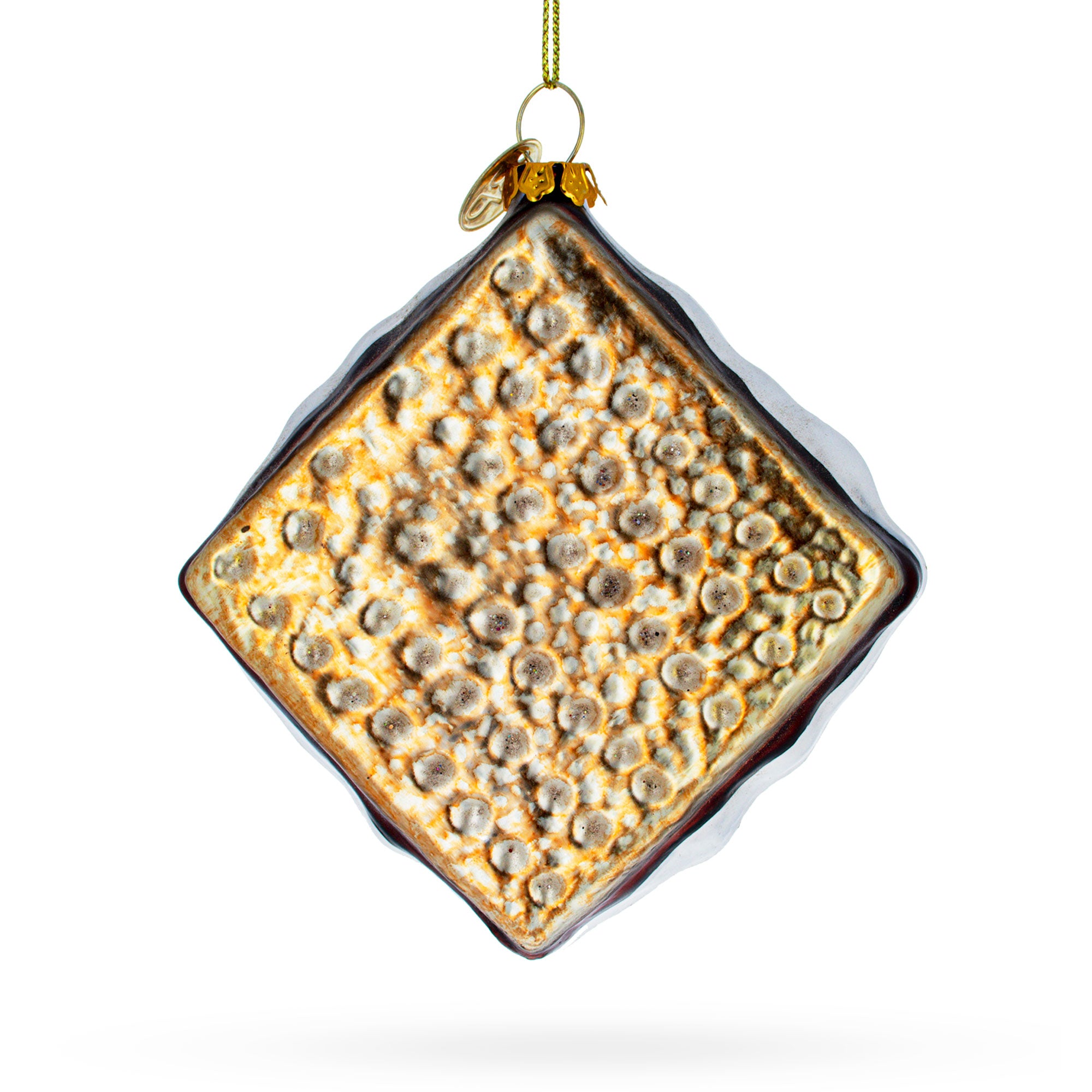 Chocolate-Dipped Cookie or Biscuit Glass Christmas Ornament in Brown color Figurine
