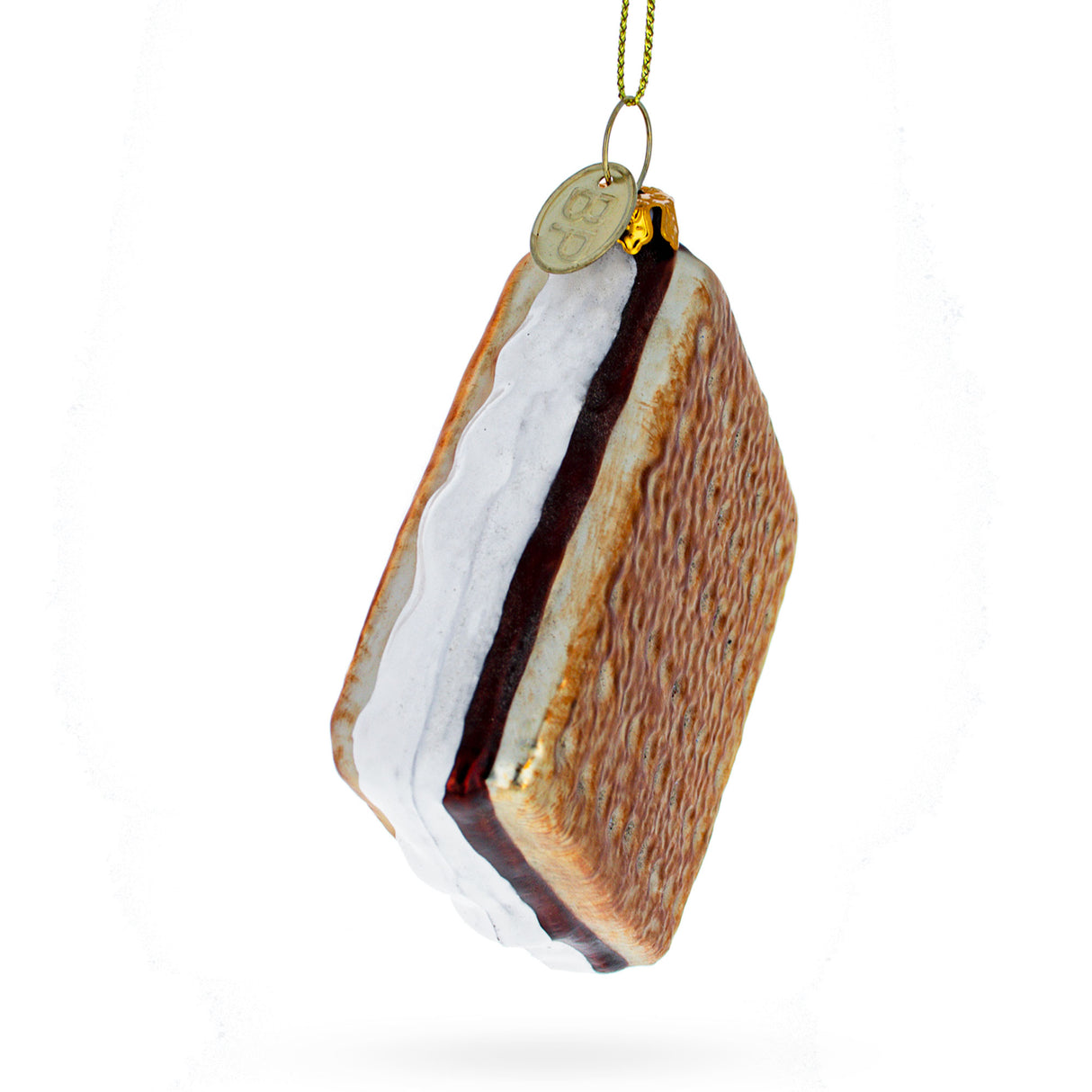 Chocolate-Dipped Cookie or Biscuit - Blown Glass Christmas Ornament in Multi color,  shape