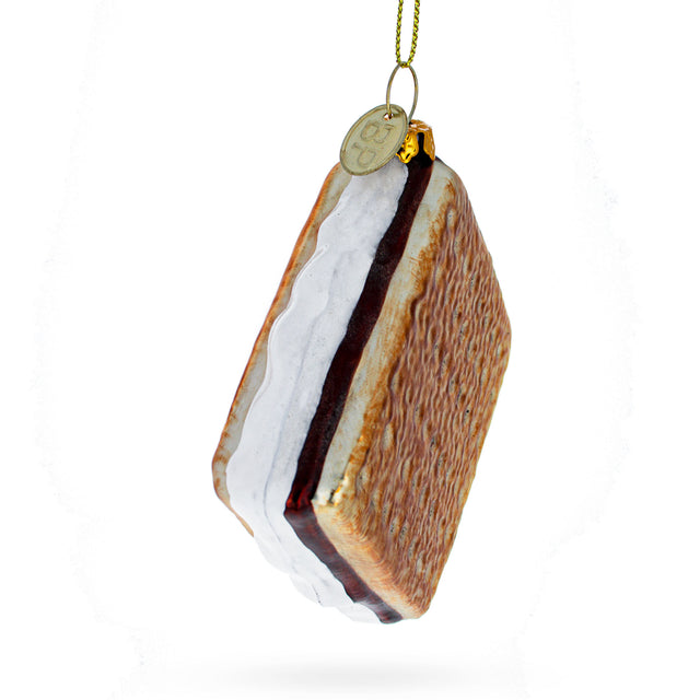 Chocolate-Dipped Cookie or Biscuit - Blown Glass Christmas Ornament in Multi color,  shape