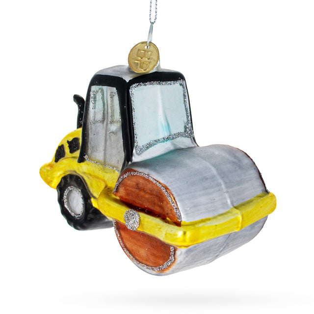 Industrial Road Roller - Blown Glass Christmas Ornament in Yellow color,  shape