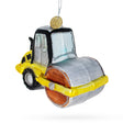 Glass Industrial Road Roller - Blown Glass Christmas Ornament in Yellow color