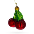Double Cherries Blown Glass Christmas Ornament in Multi color
