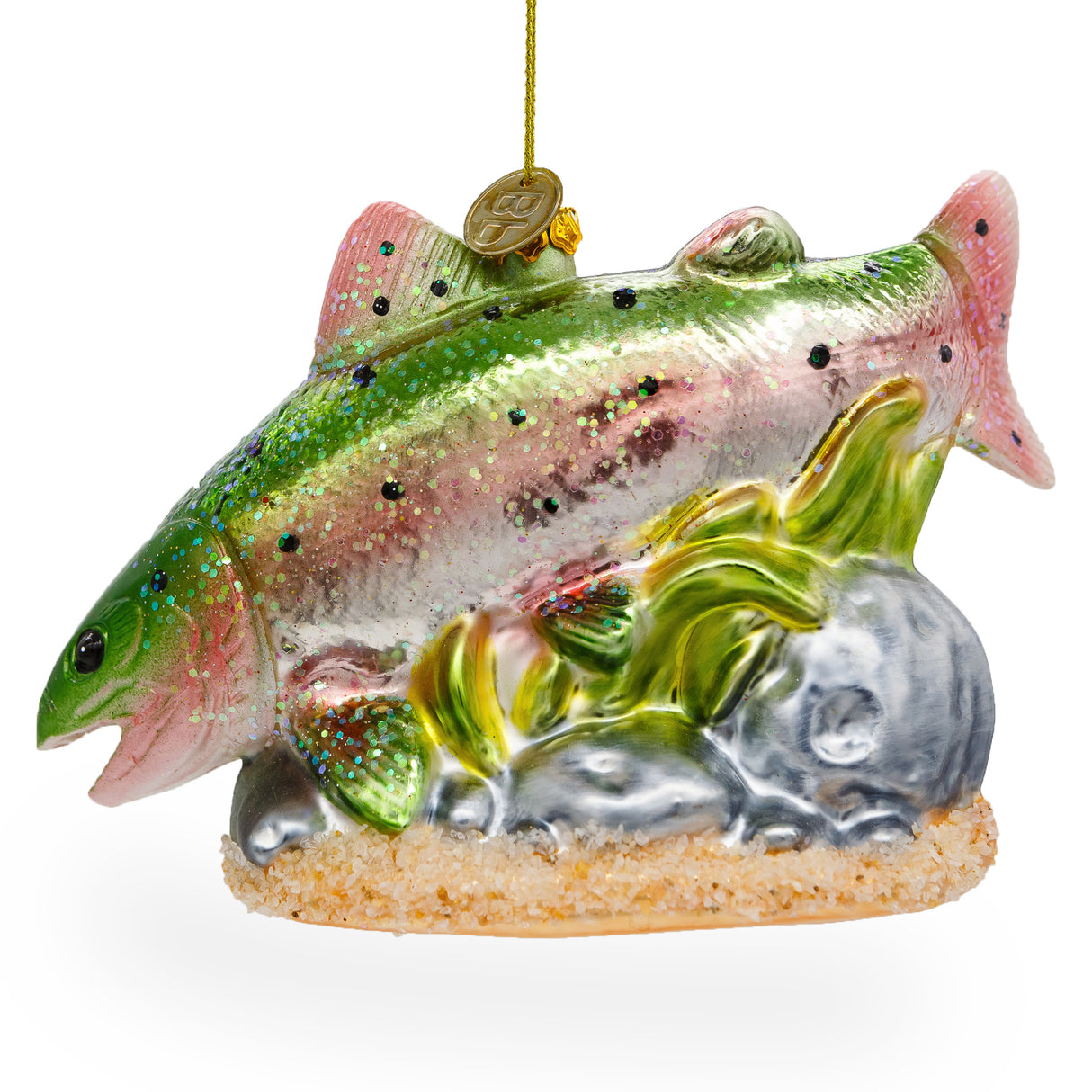 Buy Lush Salmon Fish with Seaweed - Blown Glass Christmas Ornament