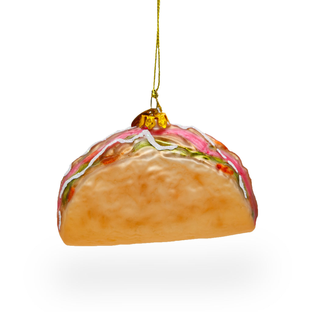 Taco Glass Christmas Ornament in Orange color Figurine