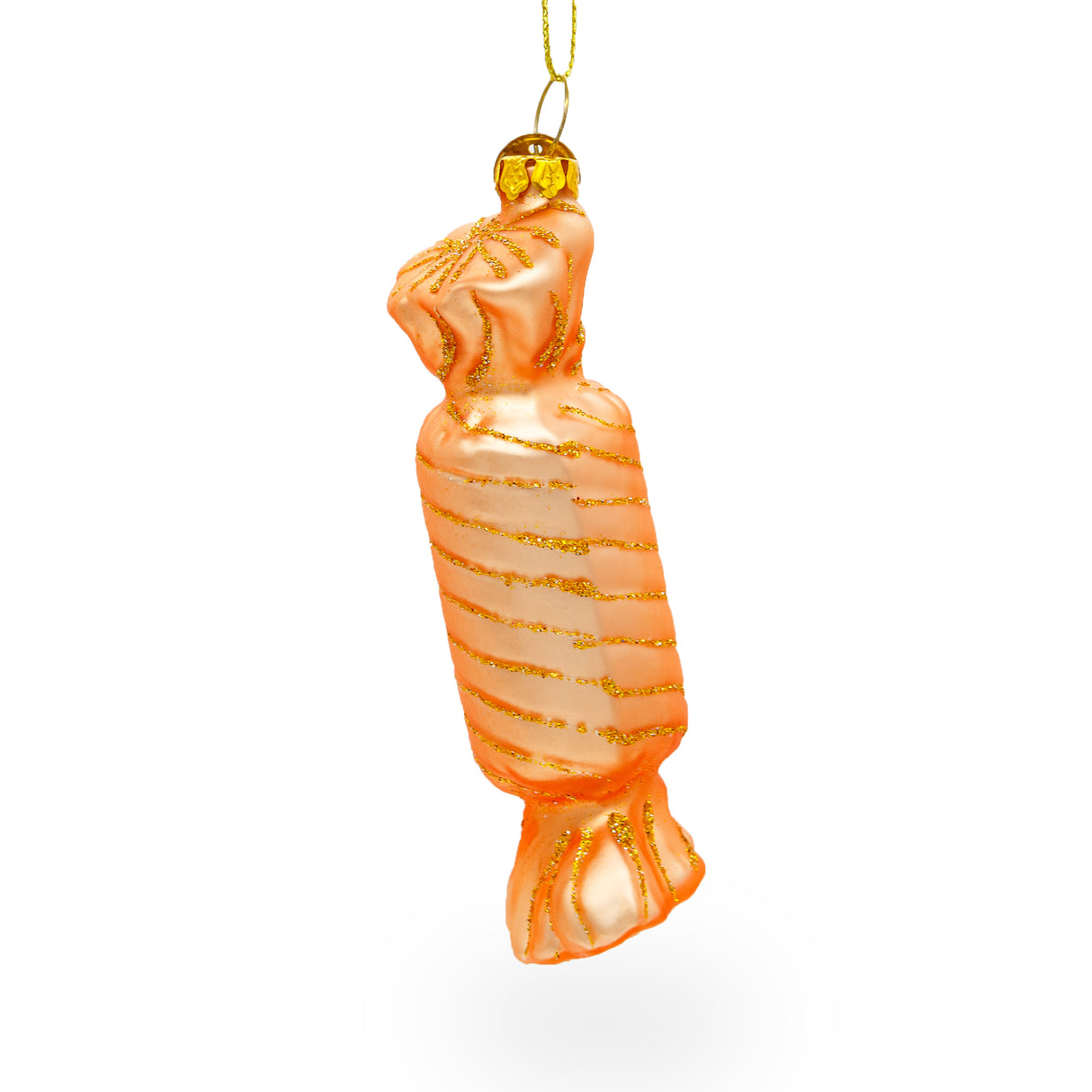 Hard Candy Food - Blown Glass Christmas Ornament in Orange color,  shape