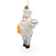 Glass Chef Santa - Blown Glass Christmas Ornament in White color