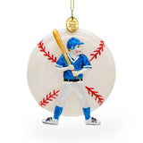Glass Slugging Baseball Player - Blown Glass Christmas Ornament in Multi color