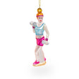 Retro Fitness Weightlifter Glass Christmas Ornament in Multi color