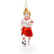 Sporty Girl Playing Soccer Blown - Glass Christmas Ornament in Multi color,  shape
