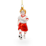 Glass Sporty Girl Playing Soccer Blown - Glass Christmas Ornament in Multi color