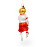 Sporty Girl Playing Soccer Blown - Glass Christmas Ornament ,dimensions in inches: 5 x 1.9 x 1.3