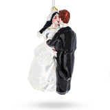 Enchanting Bride and Groom Wedding Kiss - Elegant Blown Glass Christmas Ornament ,dimensions in inches: 4 x 2.25 x