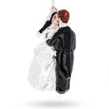 Bride and Groom Wedding Kiss Blown Glass Christmas Ornament , dimensions in inches: 4 x 2.25 x