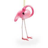 Pink Flamingo - Blown Glass Christmas Ornament in Pink color,  shape