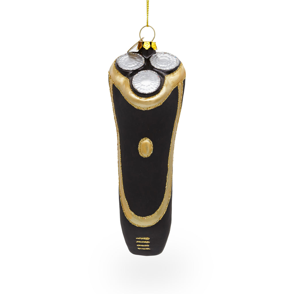 Electric Shaver Glass Christmas Ornament in Black color Figurine