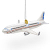 Glass Passenger Jet Airplane - Blown Glass Christmas Ornament in White color