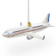 Passenger Jet Airplane - Blown Glass Christmas Ornament in White color,  shape