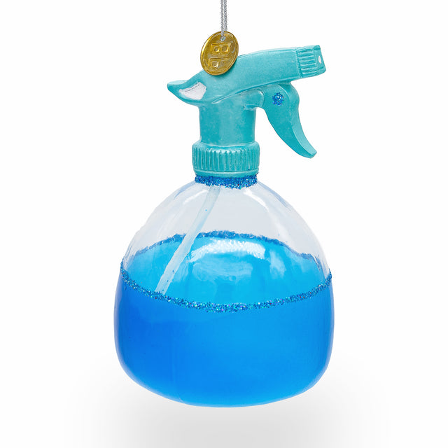 Handy Window Cleaning Spray - Blown Glass Christmas Ornament in Blue color,  shape