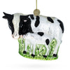 Glass Nurturing Cow with Calf - Blown Glass Christmas Ornament in Multi color
