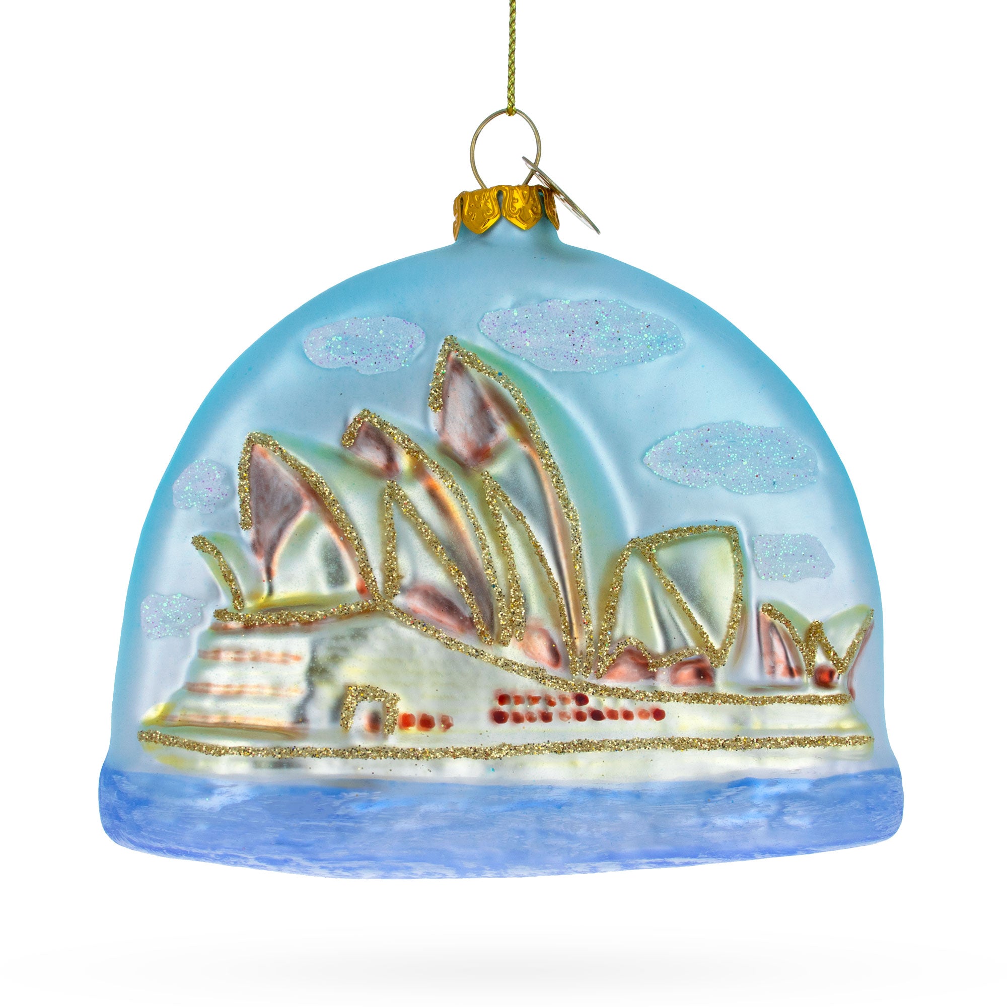 Sydney Opera House Blown Glass Christmas Ornament in Blue color Figurine