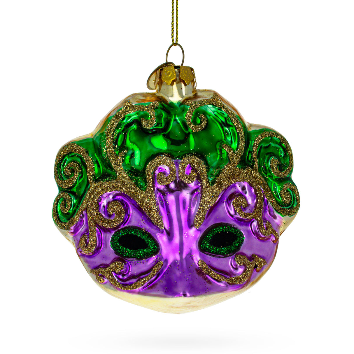 Mysterious Purple Mask - Blown Glass Christmas Ornament in Purple color,  shape