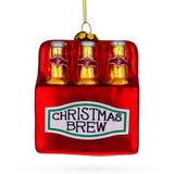 Glass Festive Christmas Brew Beer - Blown Glass Christmas Ornament in Red color