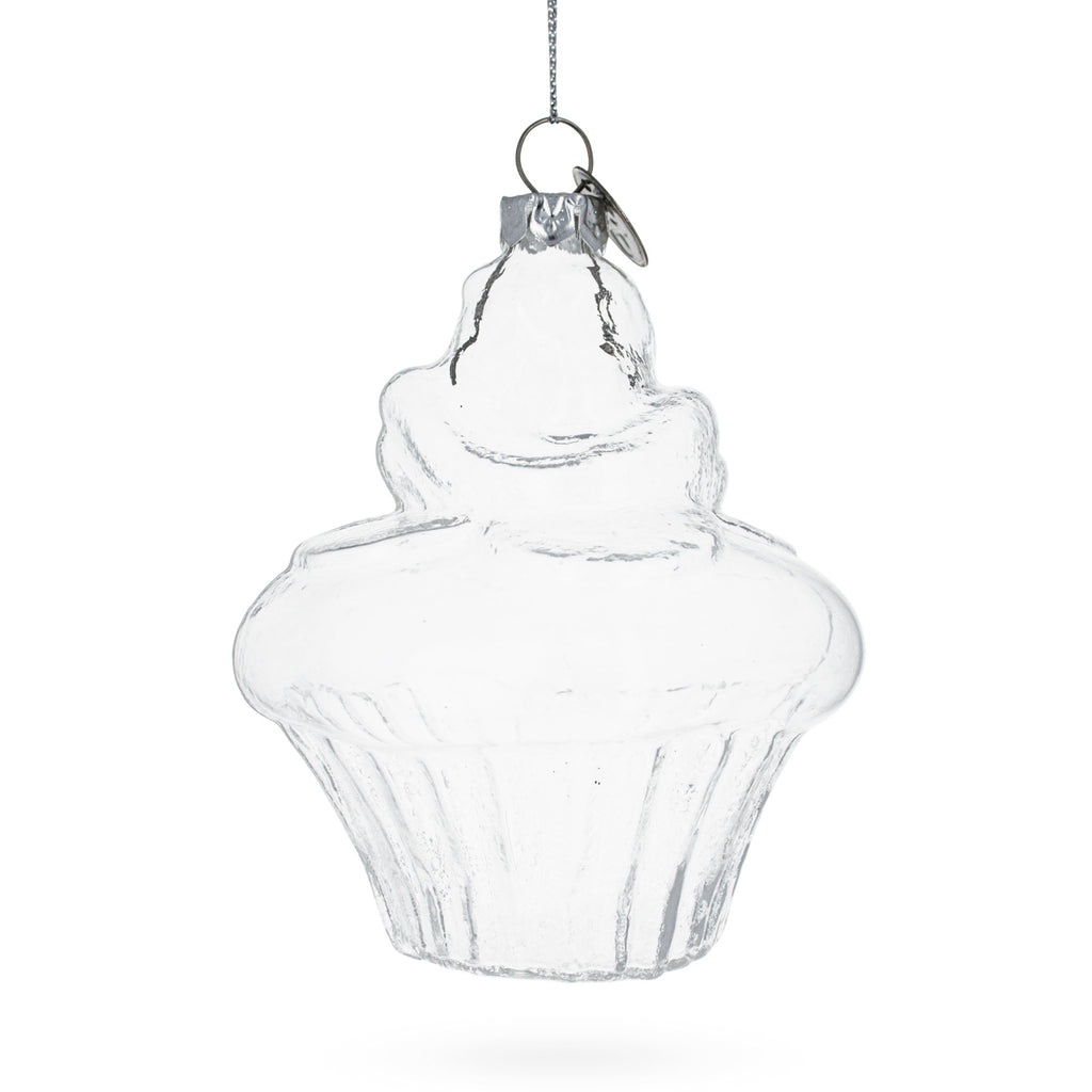 Cupcake Clear Glass Christmas Ornament in Clear color Figurine