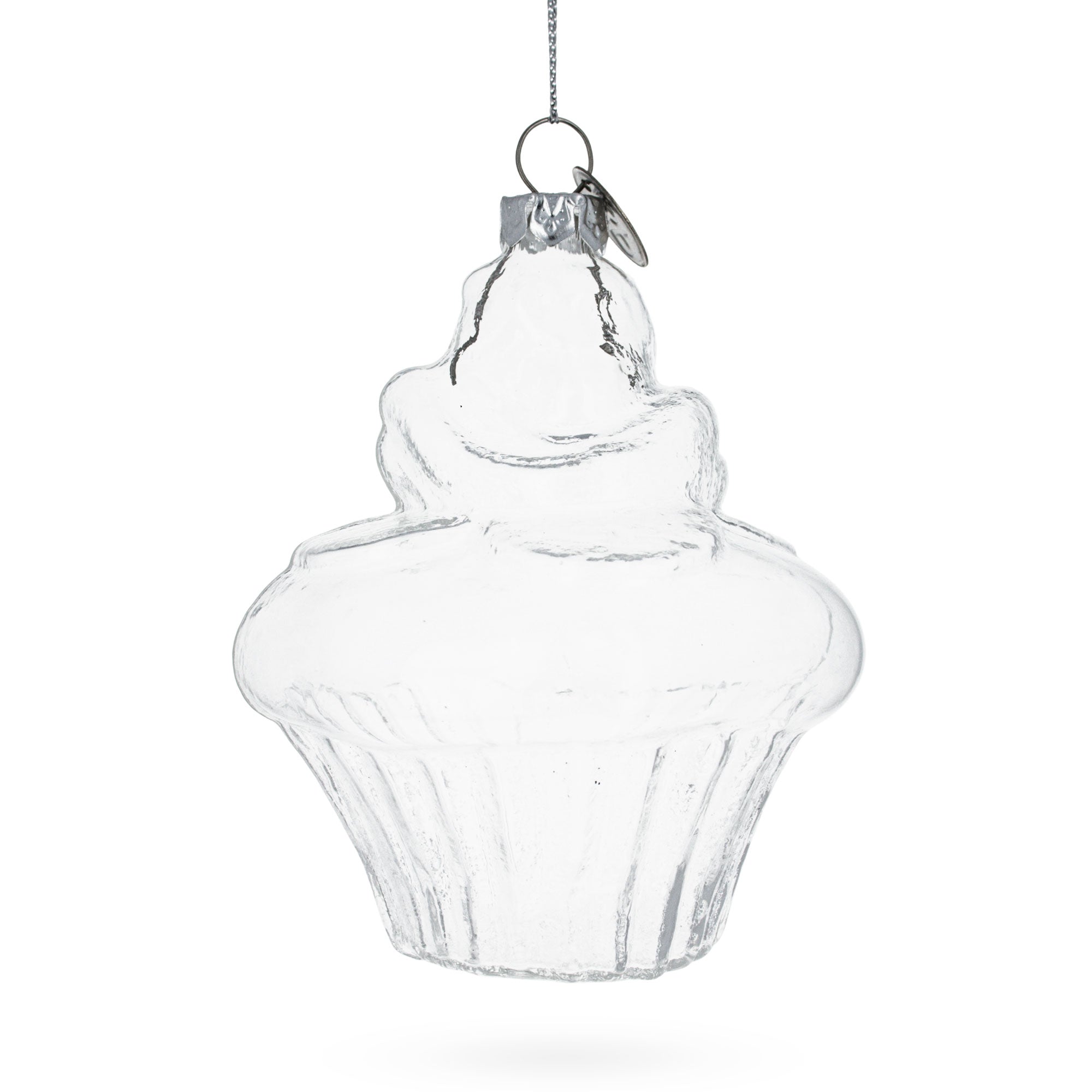 Cupcake Clear Glass Christmas Ornament in Clear color Figurine