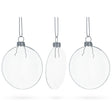 Set of 3 Flat Disc Clear - Blown Glass Christmas Ornaments 3.7 Inches (94 mm) in Clear color, Round shape