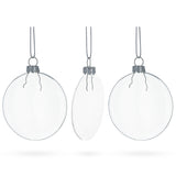 Set of 3 Flat Disc Clear Blown Glass Christmas Ornaments 2.85 Inches (73 mm) in Clear color Disc