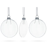 Glass Set of 3 Flat Disc Clear - Blown Glass Christmas Ornaments 2.85 Inches (73 mm) in Clear color Round