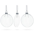 Set of 3 Flat Disc Clear Blown Glass Christmas Ornaments 3.7 Inches (94 mm) in Clear color Disc