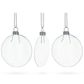 Set of 3 Flat Disc Clear Glass Christmas Ornaments 3.7 Inches (94 mm) in Clear color Disc