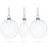 Glass Set of 3 Flat Disc Clear - Blown Glass Christmas Ornaments 3.7 Inches (94 mm) in Clear color Round