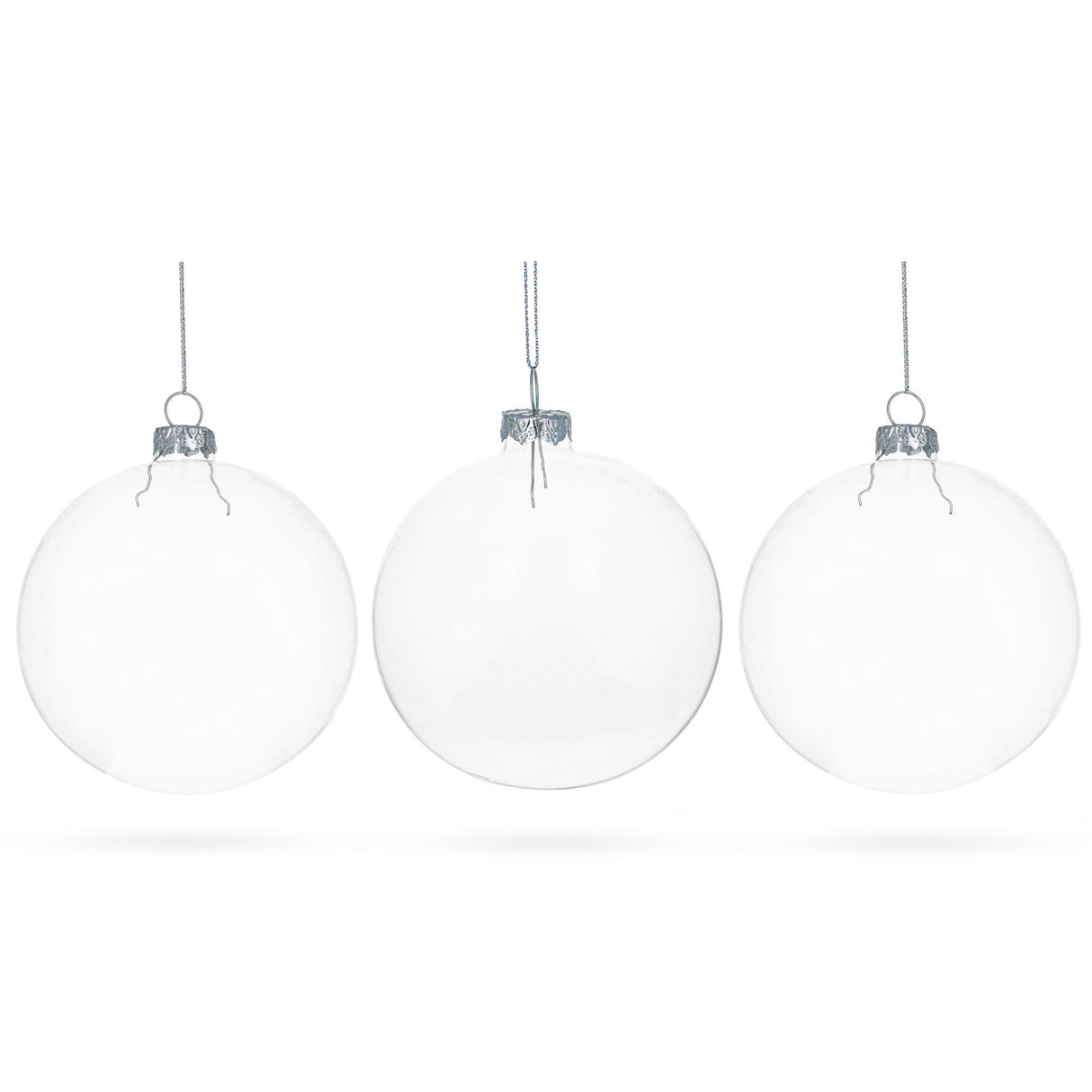 Glass Luxurious Set of 3 Clear - Blown Glass Ball Christmas Ornaments 4.7 Inches (120 mm) in Clear color Round