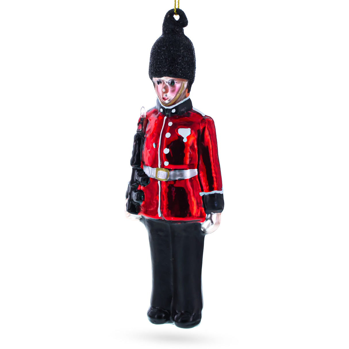 British Royal Guard British - High-Quality Blown Glass Christmas Ornament in Red color,  shape