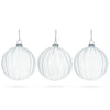 Elegant Set of 3 Striped Clear - Blown Glass Ball Christmas Ornaments 3.5 Inches by BestPysanky
