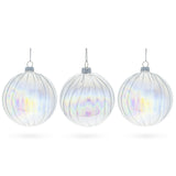 Glass Stunning Set of 3 Iridescent Clear - Blown Glass Ball Christmas Ornaments 3.6 Inches in Clear color Round