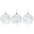 Set of 3 Iridescent Clear Blown Glass Ball Christmas Ornaments 3.6 Inches in Clear color Round