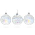 Set of 3 Iridescent Clear Glass Ball Christmas Ornaments 3.6 Inches in Clear color Round