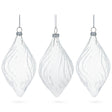 Glass Elegant Set of 3 Curvy Striped Rhombus Finial Clear - Blown Glass Christmas Ornaments 5.8 Inches in Clear color Rhombus