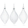 Set of 3 Clear Glass Swirl Christmas Ornaments 5.8 Inches in Clear color Rhombus