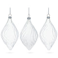 Set of 3 Clear Glass Swirl Christmas Ornaments 5.8 Inches in Clear color Finial